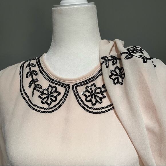 NEW Max Studio MSSP Sequin Embroidered Collar Balloon Sleeve Career Blouse X… - Picture 5 of 10